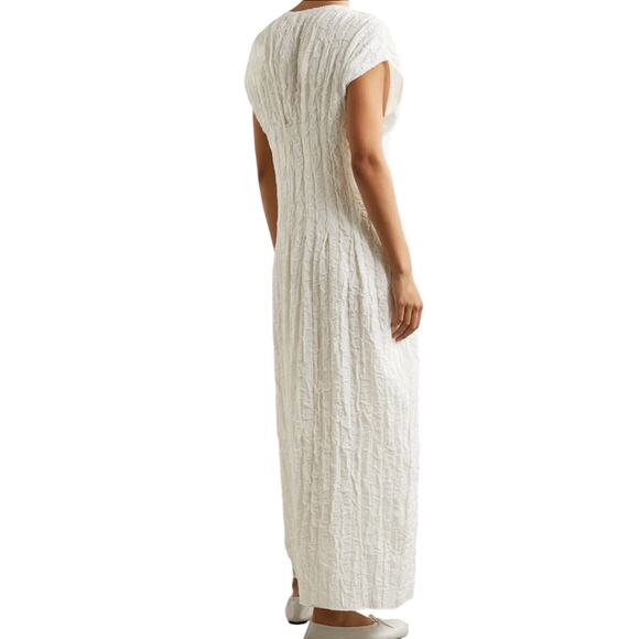 The Row Tamy Cloqué Dress Off-white size XS Midi  2-way Zip Euro Chic Croquette - Picture 4 of 16